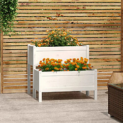 Maison Chic Jardinière,Bac à fleurs - pot de fleur blanc 84,5x84x75 cm bois massif de pin -GKD31410