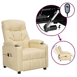 vidaXL Fauteuil électrique de massage Crème Tissu