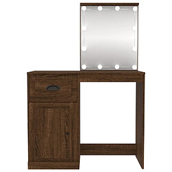 Helloshop26 Coiffeuse table de maquillage design meuble mobilier de chambre avec led 90 x 50 x 132,5 cm bois d'ingénierie chêne marron 02_0006365