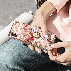 Avizar Coque iPhone XS Max Bi-matière avec Bague de Maintien Motif Écaille Rose pas cher