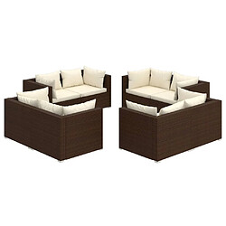 Maison Chic Salon de jardin 8 pcs + coussins - Mobilier/Meubles de jardin - Table et chaises d'extérieur Résine tressée Marron -MN23653