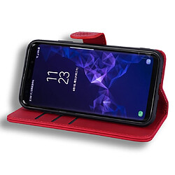 Wewoo Coque Étui en cuir gaufré à motif de mollet plié design double avec fentes pour portefeuille et porte-cartes Galaxy S9 rouge pas cher