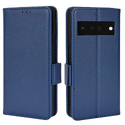 Etui en PU texture litchi, antichoc avec support, bleu foncé pour votre Google Pixel 6 Pro