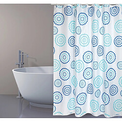 MSV Rideau de douche Polyester DOTS 180x200cm QUALITÉ PREMIUM Bleu - Anneaux inclus