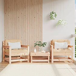 Maison Chic Lot de 2 Chaises de jardin,Fauteuil d'extérieur avec coussins bois de pin massif -MN53817