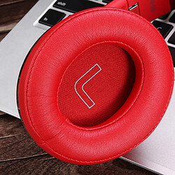 General Casque Bluetooth, casque Bluetooth autour du cou avec microphone antibruit, cache-oreilles doux et poids léger, basse stéréo, pour musique, conférence, vidéo, appel.(rouge)