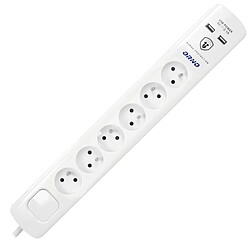 Avis ORNO AE-13163/3M Multiprise Electrique avec Parafoudre à 6 Prises Câble de 3 m Interrupteur et 2 Ports USB (Blanc)