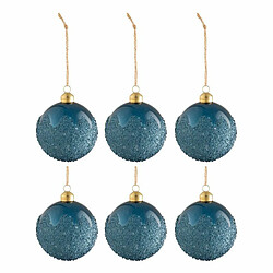 Paris Prix Lot de 6 Boules de Noël Givrées 8cm Bleu