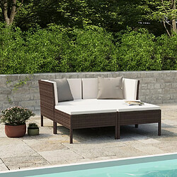 Maison Chic Salon de jardin 4 pcs + coussins - Mobilier/Meubles de jardin - Table et chaises d'extérieur Résine tressée Marron -MN37757