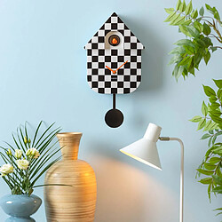 Karlsson Horloge murale moderne Cuckoo Checker noir et blanc.