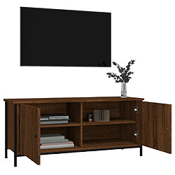 Acheter Maison Chic Meuble TV scandinave - Banc TV pour salon avec portes chêne marron 102x35x45 cm bois ingénierie -MN18758