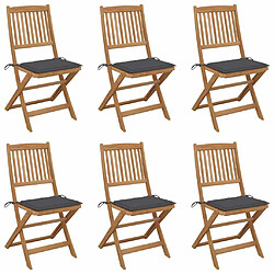 Maison Chic Lot de 6 Chaises pliables de jardin avec coussins - Fauteuil d'extérieur Bois d'acacia -MN35745