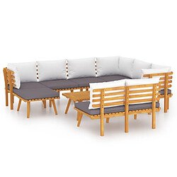 Maison Chic Salon de jardin 9 pcs + coussins - Mobilier/Meubles de jardin - Table et chaises d'extérieur Bois d'acacia solide -MN13093