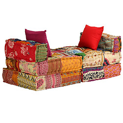 Acheter Decoshop26 Coussins canapé de sol poufs modulaire chaise longue en tissu 3 places en tissu Patchwork DEC021227