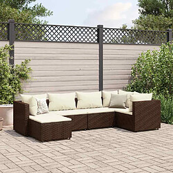 vidaXL Salon de jardin 6 pcs avec coussins Marron Résine tressée