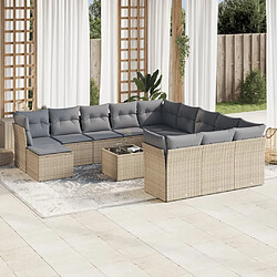 Maison Chic Salon de jardin avec coussins 13 pcs | Ensemble de Table et chaises | Mobilier d'Extérieur beige résine tressée -GKD42554