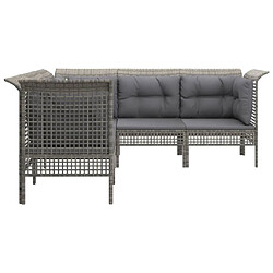 Maison Chic Salon de jardin 5 pcs + coussins - Mobilier/Meubles de jardin - Table et chaises d'extérieur Gris Résine tressée -MN86943 pas cher