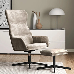 vidaXL Chaise de relaxation avec tabouret Gris clair Velours