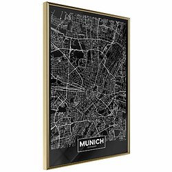 Paris Prix Affiche Murale Encadrée City Map Munich Dark 20 x 30 cm Or