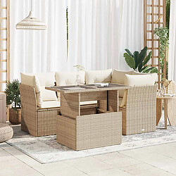 vidaXL Salon de jardin avec coussins 5 pcs beige résine tressée