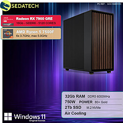 Sedatech Workstation Premium • AMD Ryzen 5 7500F • RX 7900 GRE • 32Go DDR5 • 2To SSD M.2 • Windows 11