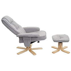 Acheter Mendler Fauteuil de télé M56, fauteuil de relaxation avec tabouret, tissu ~ gris clair