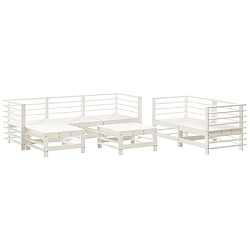 Maison Chic Salon de jardin 7 pcs - Table et chaises d'extérieur - Mobilier/Meubles de jardin Moderne Blanc Bois de pin massif -MN80122