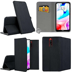 Htdmobiles Housse etui portefeuille avec coque intérieure en silicone pour Xiaomi Redmi 8 + film ecran - NOIR MAGNET