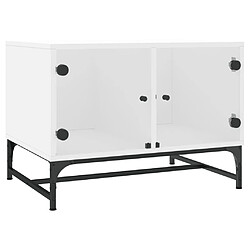 Maison Chic Table basse pour salon | Table à café avec portes en verre blanc 68,5x50x50 cm -GKD23333