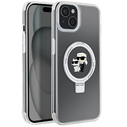 Karl Lagerfeld Coque MagSafe pour iPhone 15 Plus Silicone Gel Coins Renforcés Transparent