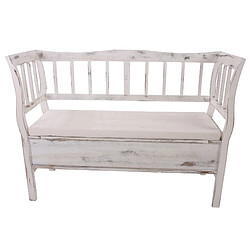 Acheter Mendler Banc banquette de rangement T207 bahut coffre avec coussin ~ bois blanc shabby chic