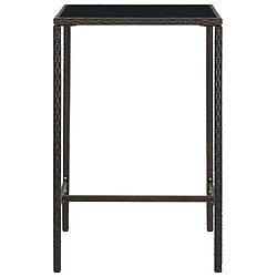 vidaXL Table de bar de jardin Marron 70x70x110 cm Résine tressée verre