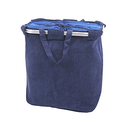 Decoshop26 Panier à linge corbeille avec cordon de serrage 2 compartiments 54x52x32cm 89L bleu 04_0001298