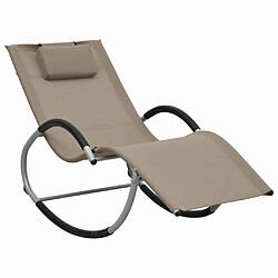 vidaXL Chaise longue avec oreiller Taupe Textilène