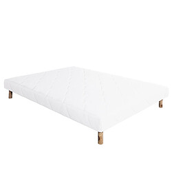 LUXURY LITERIE Sommier tapissier 90x190, blanc, Gamme Prestige Hôtel, bois massif + pieds offerts