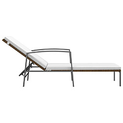 Acheter Helloshop26 Lot de 2 transats chaise longue bain de soleil lit de jardin terrasse meuble d'extérieur avec table résine tressée marron 02_0012129