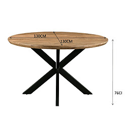 Moloo MACY-Table à manger ronde 4 personnes, D.130 cm, Manguier et métal noir pas cher