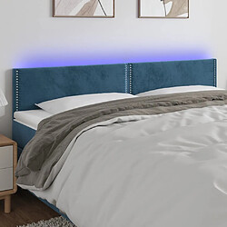 Maison Chic Tête de lit moderne à LED lumineuse pour chambre - Décoration de lit Bleu foncé 160x5x78/88 cm Velours -MN15079