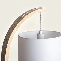 Ledkia Lampadaire Bois et Textile Haakon Blanc