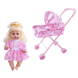 Baby Doll Poussette Toy Simulation Doll Gift Pretend Game With Music Age 3+ C