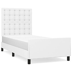 Maison Chic Lit adulte - Cadre Structure de lit avec tête de lit Contemporain Blanc 90x190 cm Similicuir -MN18363