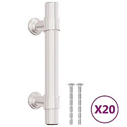 vidaXL Poignées d'armoire 20 pcs argenté 64 mm acier inoxydable