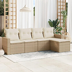 vidaXL Salon de jardin avec coussins 5 pcs beige résine tressée