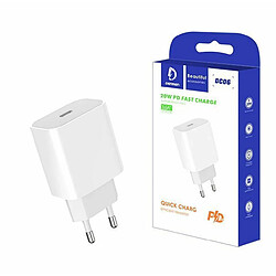 TRAVEL CHARGER DENMEN DC06 SINGLE 3.6A 20W WHITE 3600mAh TYPE-C POWER DELIVERY INPUT