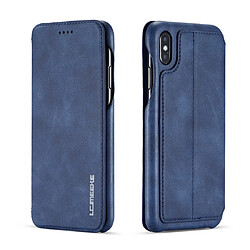 Wewoo Coque Pour iPhone XS Max Hon Série Ancient Case Etui en cuir avec fentes cartes & support & portefeuille Bleu