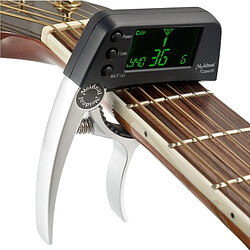 Wewoo Tuner de guitare argent pour guitare, Loftstyle Chromatic Clip-on avec affichage LCD rotatif de la lumière à une main Capo Guitar Clip de professionnel