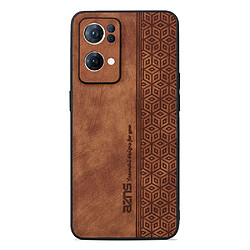 Coque en TPU + PU AZNS anti-chute pour votre Oppo Reno7 Pro 5G - marron