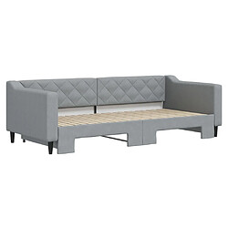 Avis Maison Chic Lit d'appoint | Lit de jour avec lit gigogne | Lit de repos gris clair 90x200 cm tissu -GKD55059