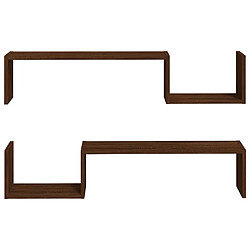 Maison Chic Lot de 2 Étagères murales,Étagère Rangement flottate Chêne marron 100x15x20 cm -MN20187 pas cher