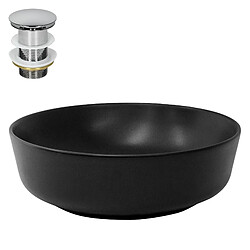 Lavabo avec vidage sans trop-plein Ø 41,5x13,5 cm noir en céramique ML-Design